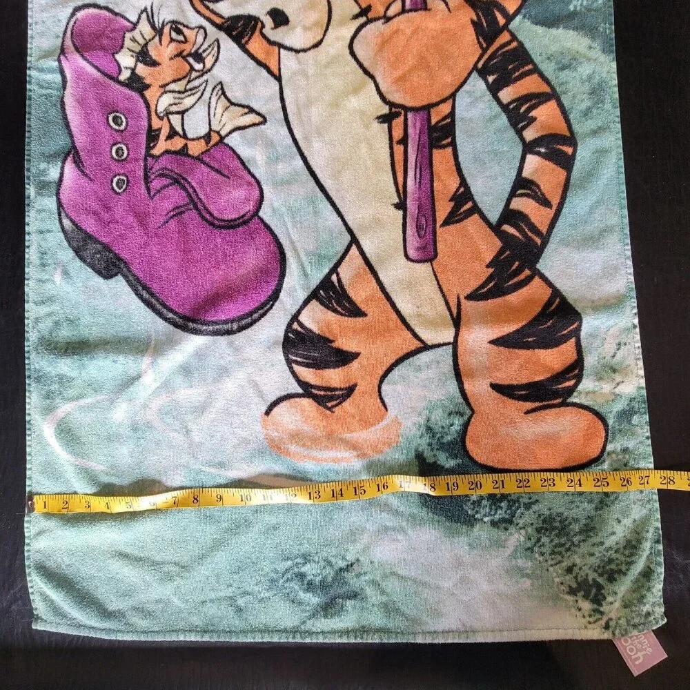 Disney‎ Tigger Beach Towel Kids Green Vintage Fishing 30x54 Cotton